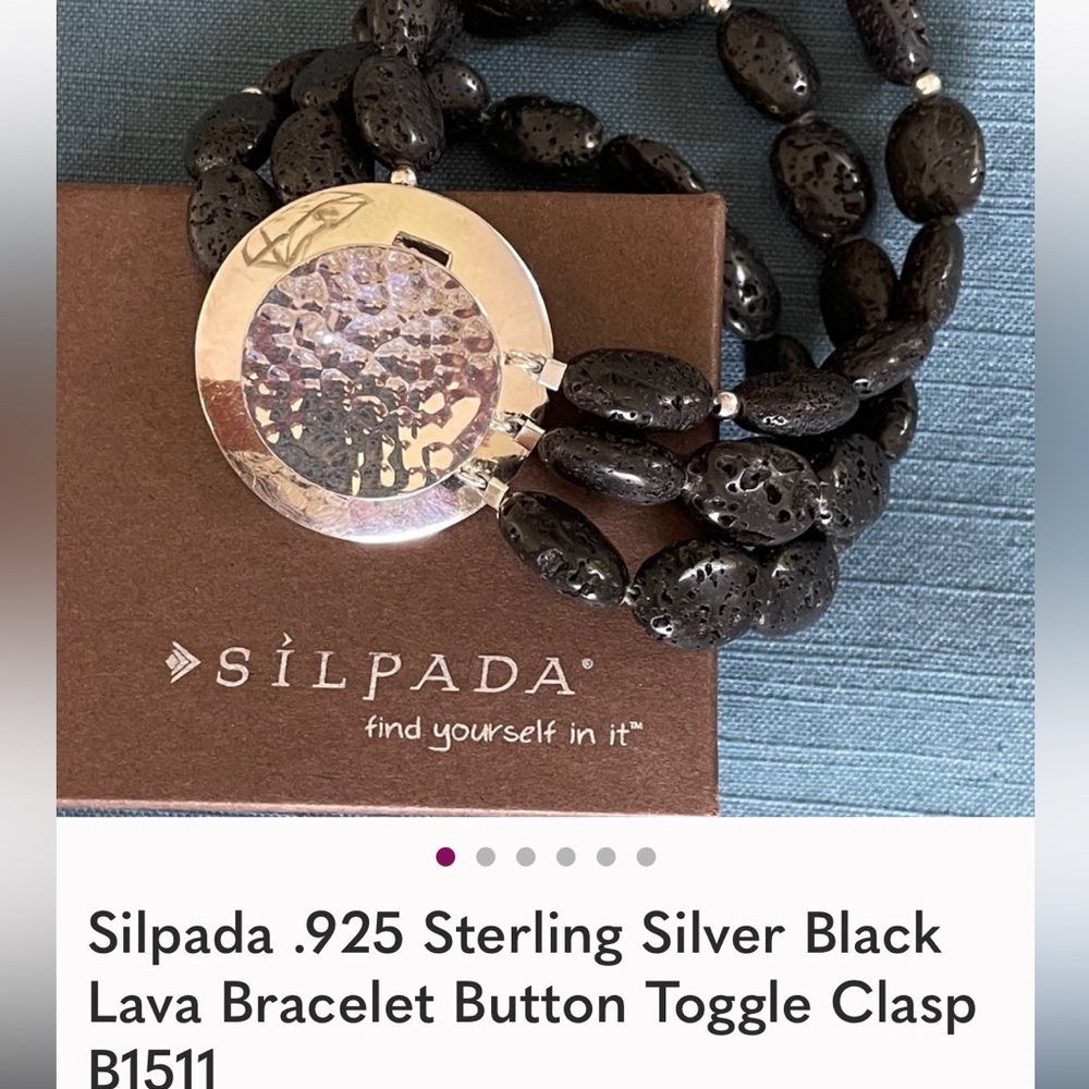 Silpada Sterling Silver Black Lava Bracelet EUC🤍🖤